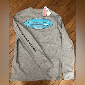 NWT Vineyard Vines Boys pocket Tee 12-14 long sleeve gray
